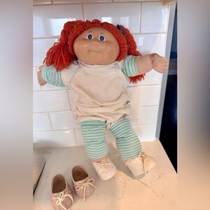 Vintage Cabbage Patch Kids Doll Original Red Hair/Blue Eyes + Accessories Set